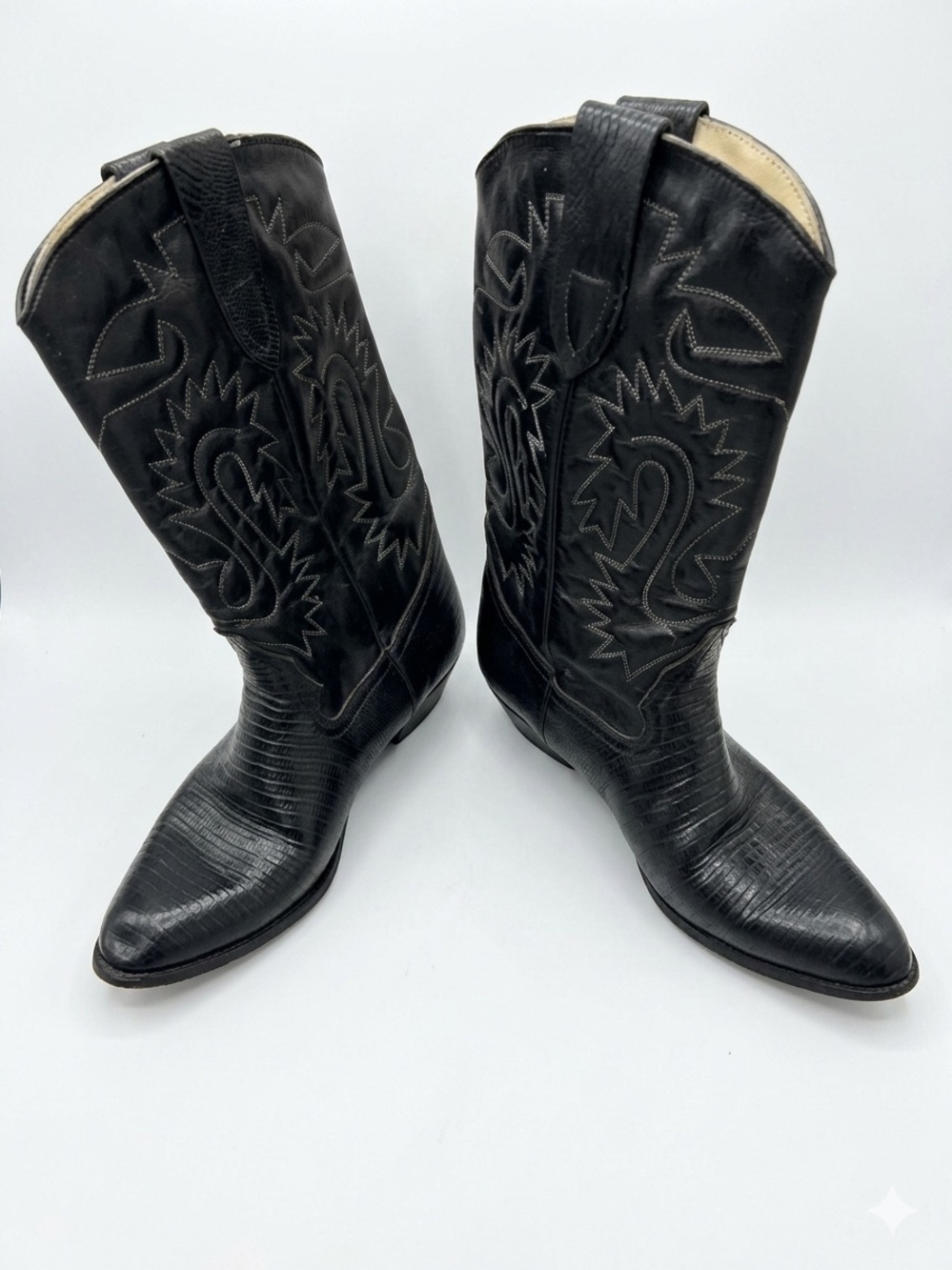 Vintage Botas Calamex Black Leather Western Cowboy Boots – Size EU 39 / US 8.5